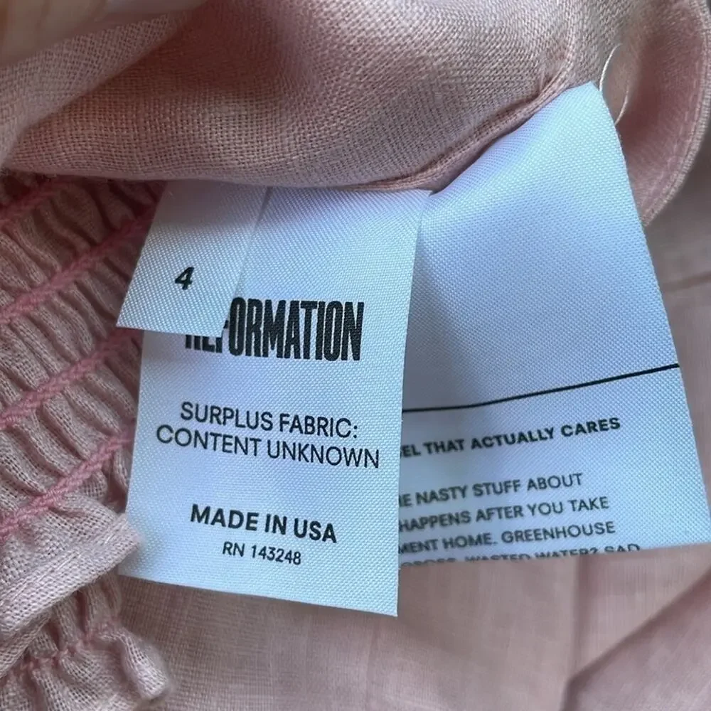 Reformation Tati Two Piece mini skirt top set linen cotton size 4